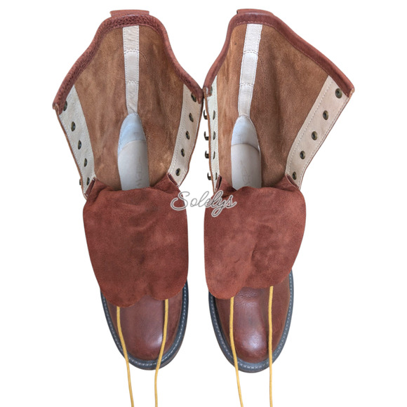 Gee WaWa Dixie Steel Lace Up Brown Leather Heeled Boot 8 Free People Anthro - Picture 9 of 10